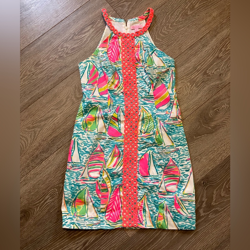 2016 Lily Pulitzer Sailboat Print Shift Dress, Size 0